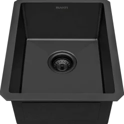 Ruvati Terraza 14-inch Gunmetal Black Stainless Steel Undermount Bar Prep Sink, 16, RVH7114BL