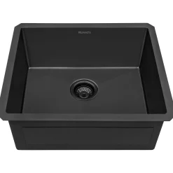 Ruvati Terraza 21-inch Gunmetal Black Stainless Steel Undermount Bar Prep Kitchen Sink, 16, RVH7121BL