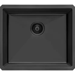 Ruvati Terraza 21-inch Gunmetal Black Stainless Steel Undermount Bar Prep Kitchen Sink, 16, RVH7121BL