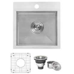 Ruvati Tirana 15" Square Stainless Steel Bar/Prep Sink, 16 Gauge, RVH8115
