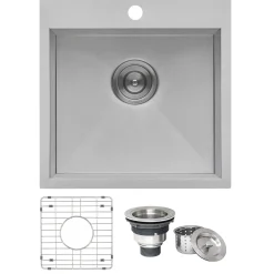 Ruvati Tirana 18" Square Stainless Steel Bar/Prep Sink, 16 Gauge, RVH8118