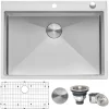 Ruvati Tirana Pro 27 x 20 inch Drop-in 16 Gauge Stainless Steel Rounded Corners Topmount Kitchen Sink Single Bowl, 16, RVH8017