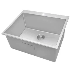 Ruvati Topmount Laundry Utility Sink 27 x 22 x 12 inch Rounded Corners Deep 16 Gauge Stainless Steel, RVU6027
