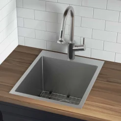 Ruvati Topmount Laundry Utility Sink 18 x 22 x 12 inch Rounded Corners Deep 16 Gauge Stainless Steel, RVU6018