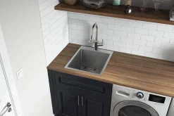 Ruvati Topmount Laundry Utility Sink 18 x 22 x 12 inch Rounded Corners Deep 16 Gauge Stainless Steel, RVU6018