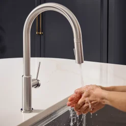 Ruvati Vestia Pull Down Kitchen Faucet, Stainless Steel, Single Lever, RVF1237BN