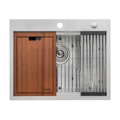 Ruvati Vino 25 x 20 inch RV Workstation Drop-in Topmount Bar Prep Kitchen Sink 16 Gauge Stainless Steel, 16, RVH8205