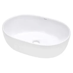 Ruvati Vista 24" Oval Vessel Porcelain Above Vanity Counter Bathroom Sink, White, RVB0424