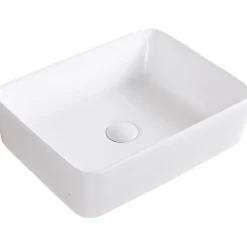 Ruvati Vista 19" Rectangle Vessel Porcelain Above Vanity Counter Bathroom Sink, White, RVB1915