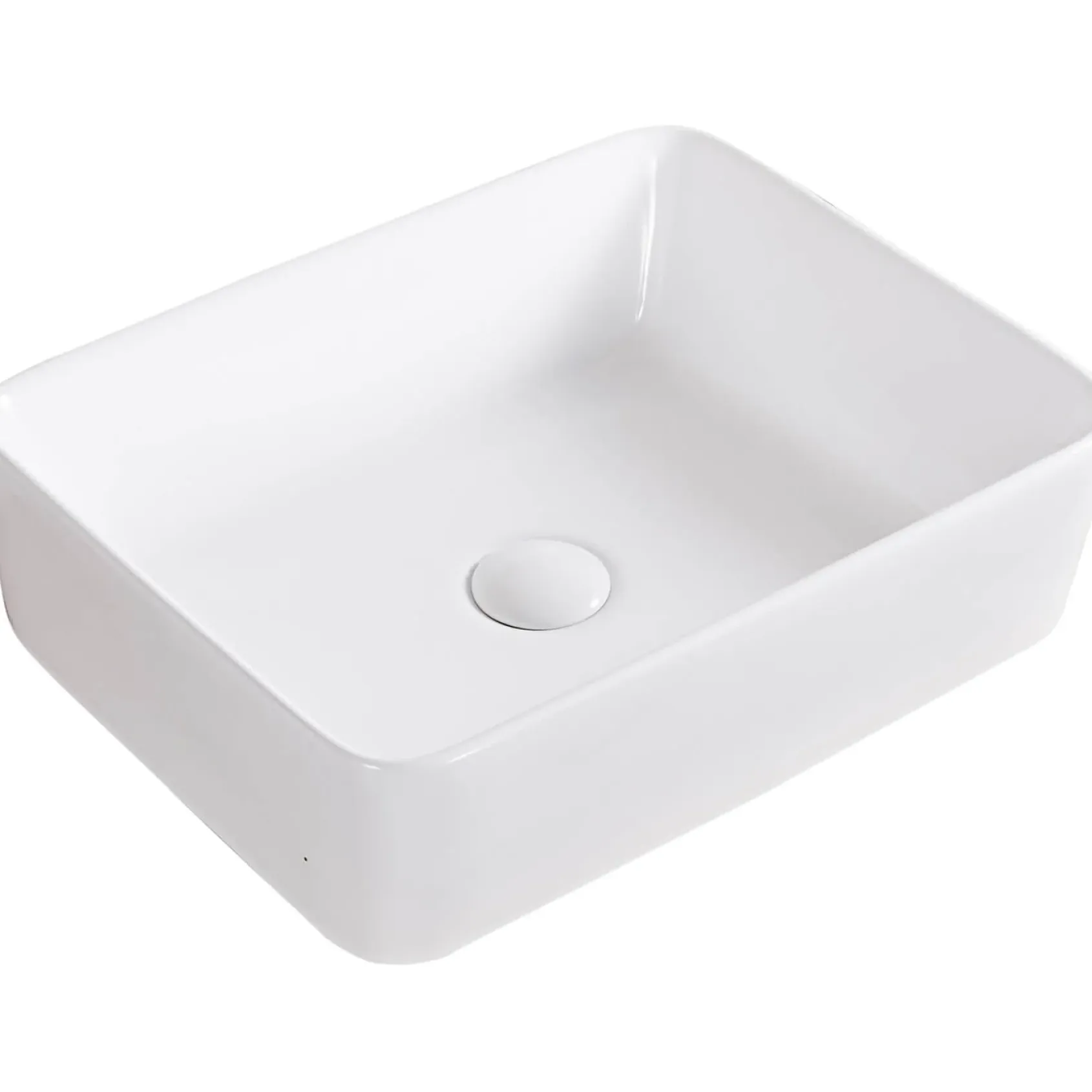 Ruvati Vista 19" Rectangle Vessel Porcelain Above Vanity Counter Bathroom Sink, White, RVB1915