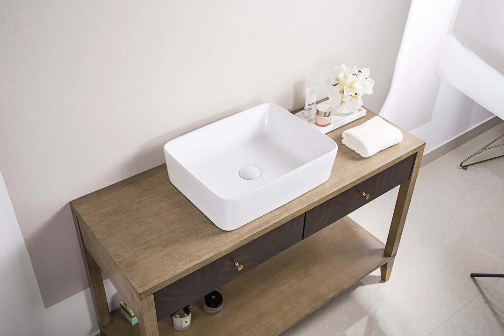 Ruvati Vista 19" Rectangle Vessel Porcelain Above Vanity Counter Bathroom Sink, White, RVB1915