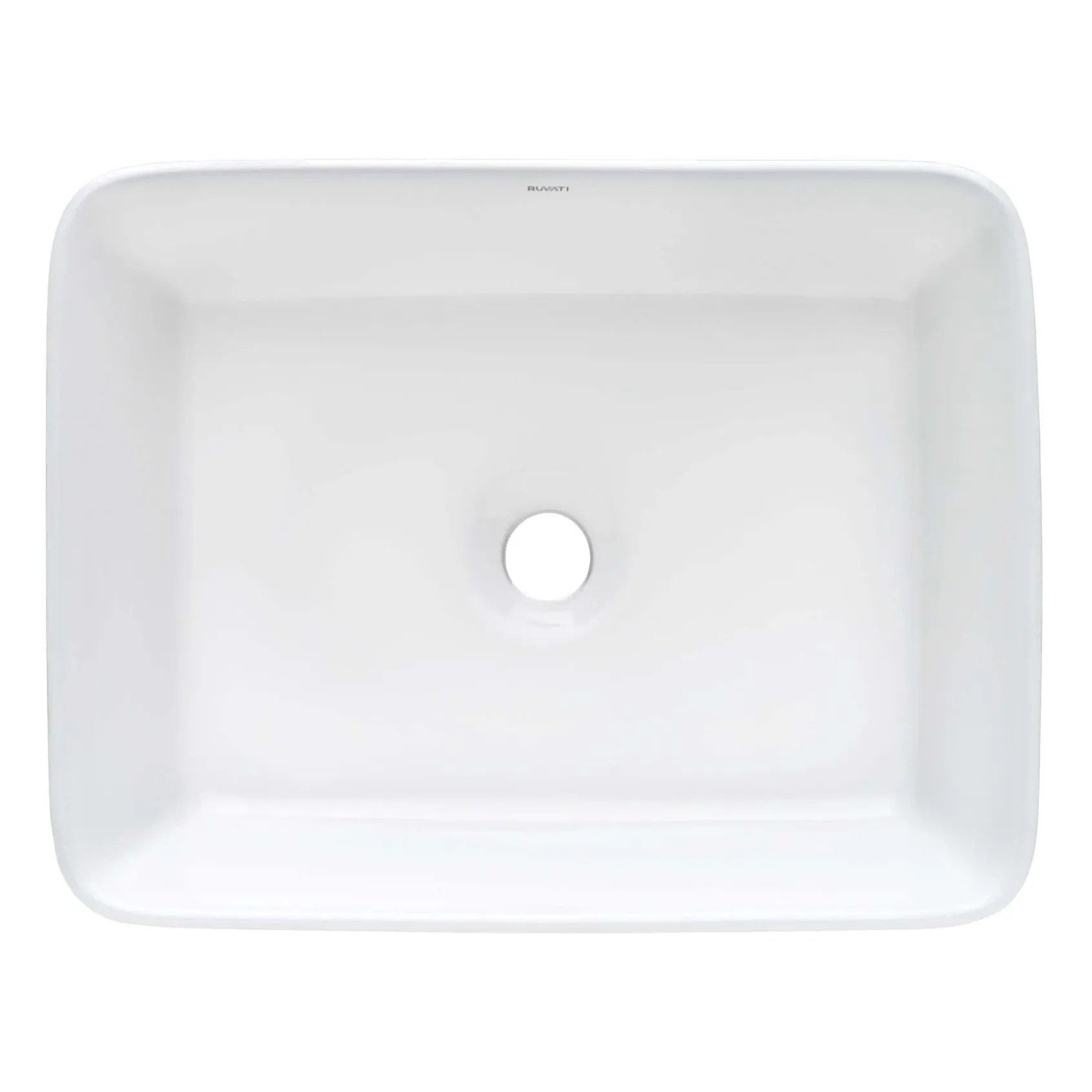 Ruvati Vista 19" Rectangle Vessel Porcelain Above Vanity Counter Bathroom Sink, White, RVB1915