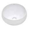 Ruvati Vista 12" Round Vessel Porcelain Above Counter Bathroom Sink, White, RVB0312