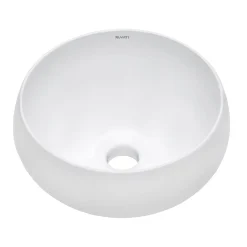 Ruvati Vista 12" Round Vessel Porcelain Above Counter Bathroom Sink, White, RVB0312