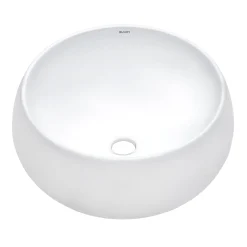 Ruvati Vista 16" Round Vessel Porcelain Above Counter Bathroom Sink, White, RVB0316