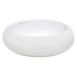 Ruvati Vista 18" Round Vessel Porcelain Above Vanity Counter Bathroom Sink, White, RVB0318