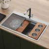 Ruvati Dual-Tier 33" Drop-in Topmount Stainless Steel Workstation Kitchen Sink, 16 Gauge, RVH8424
