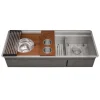 Ruvati Dual-Tier 45-inch Double Bowl Workstation Two-Tiered Ledge Kitchen Sink Undermount 16 Gauge Stainless Steel, RVH8253