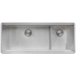 Ruvati Dual-Tier 45-inch Double Bowl Workstation Two-Tiered Ledge Kitchen Sink Undermount 16 Gauge Stainless Steel, RVH8253