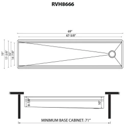Ruvati Dual-Tier 69-inch Workstation Two-Tiered Ledge Kitchen Sink Undermount 16 Gauge Stainless Steel, 16, RVH8666