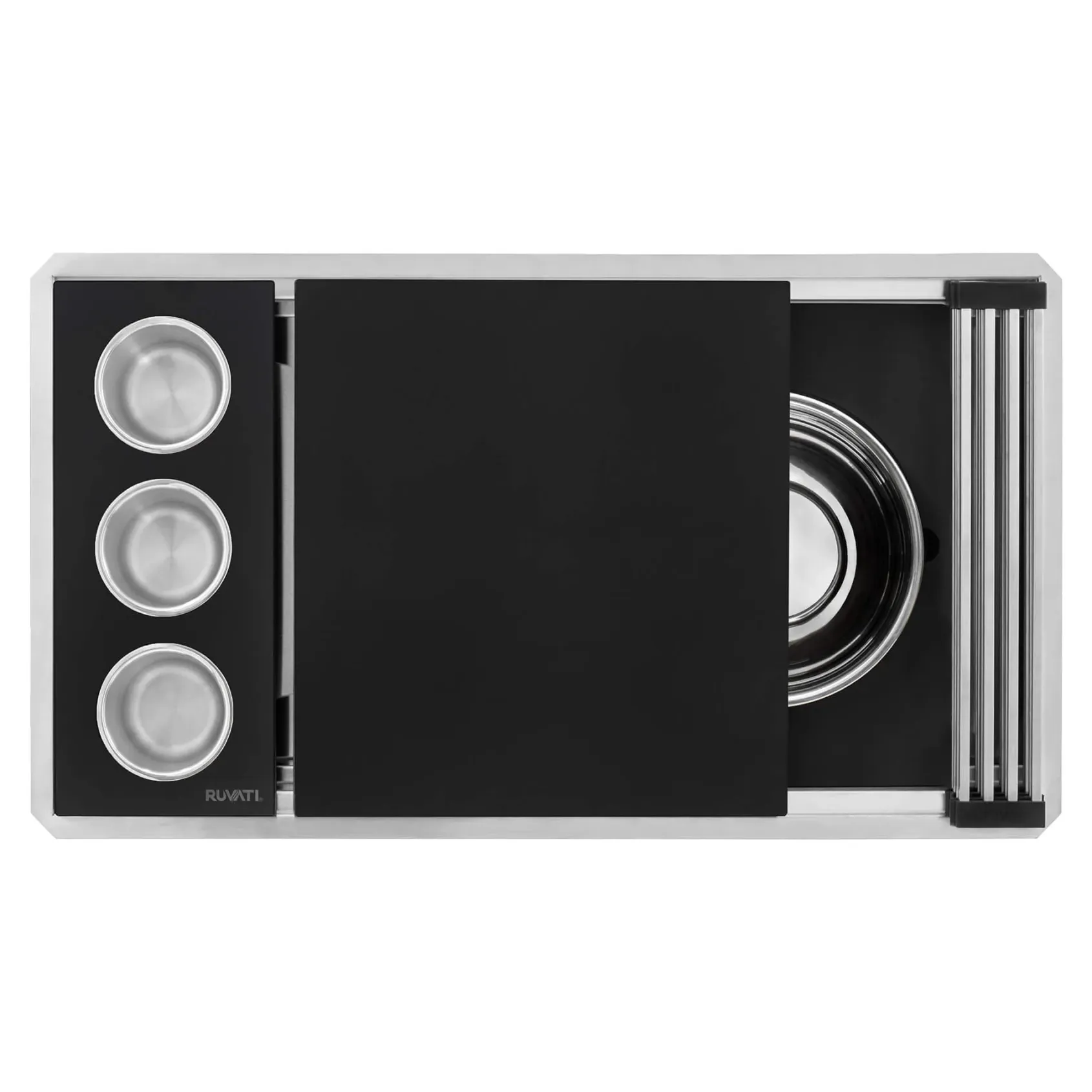 Ruvati Dual-Tier Nova 33" Undermount Stainless Steel Workstation Kitchen Sink, 16 Gauge, RVH8224