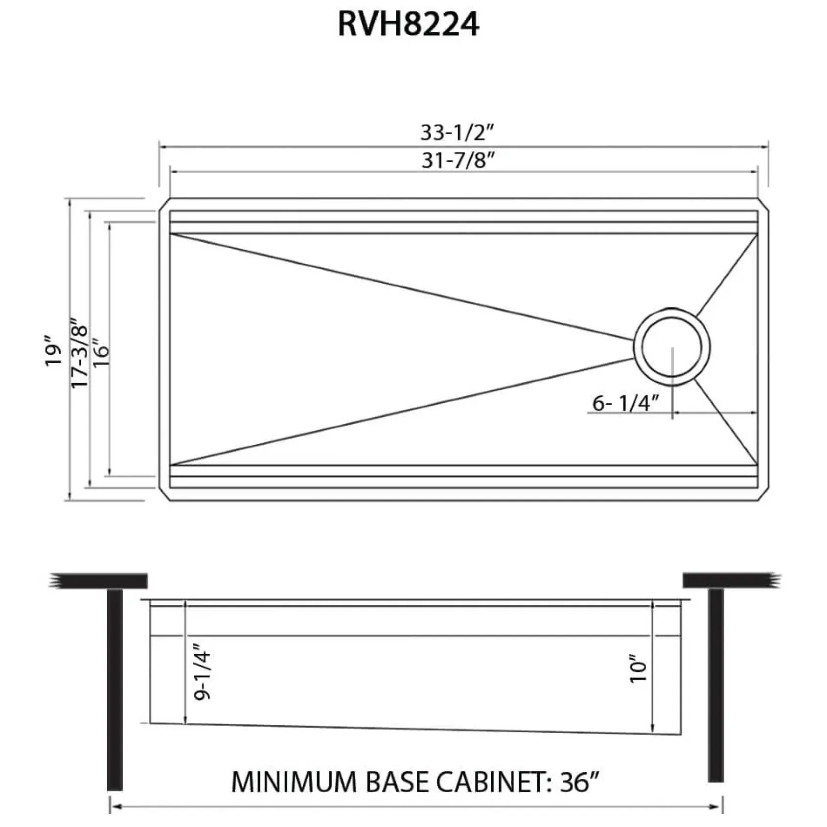 Ruvati Dual-Tier Nova 33" Undermount Stainless Steel Workstation Kitchen Sink, 16 Gauge, RVH8224