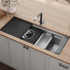 Ruvati Dual-Tier Nova 45" Undermount Stainless Steel Workstation Kitchen Sink, 16 Gauge, RVH8335