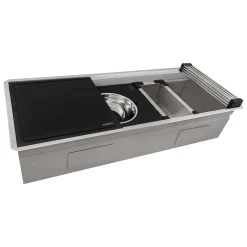 Ruvati Dual-Tier Nova 45" Undermount Stainless Steel Workstation Kitchen Sink, 16 Gauge, RVH8335