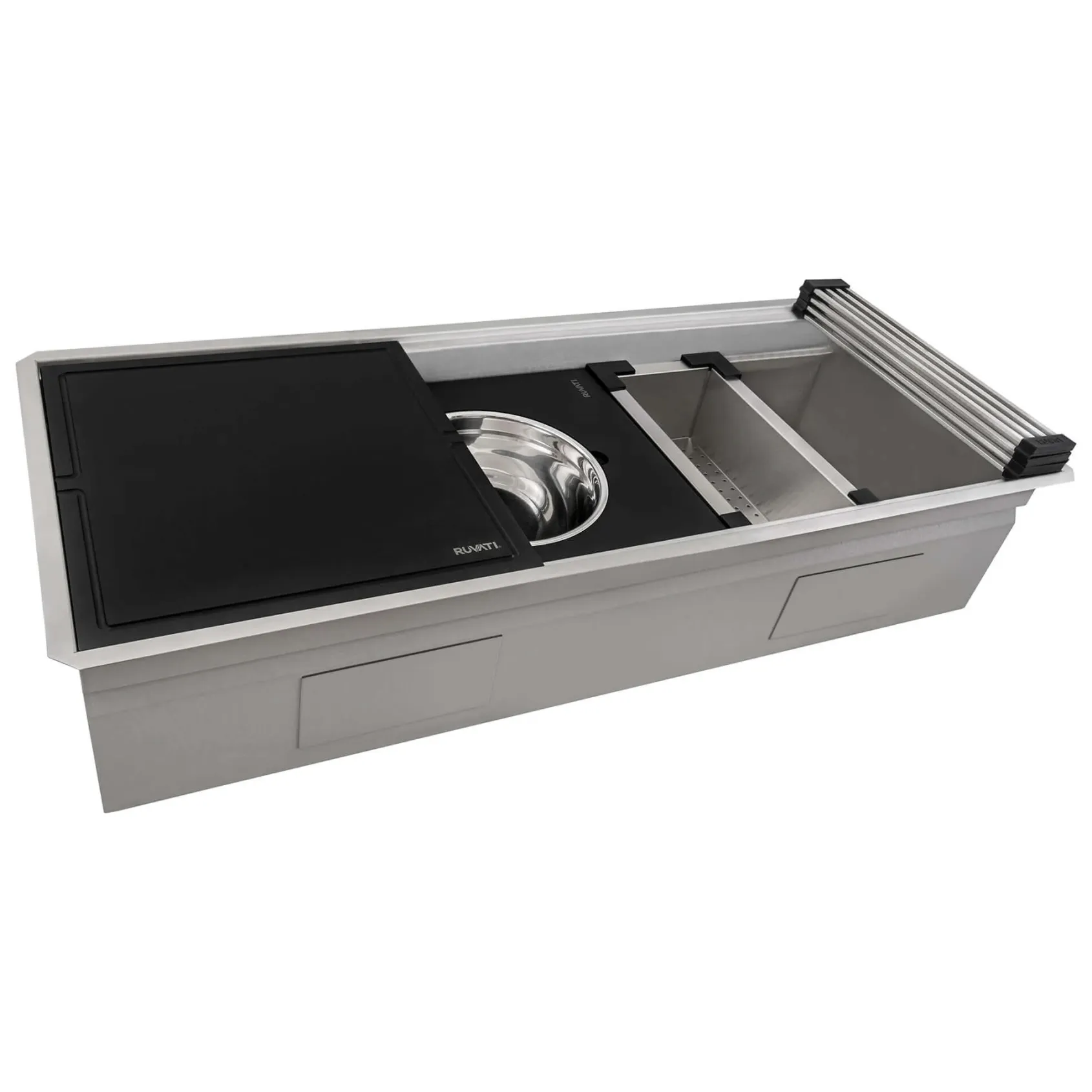 Ruvati Dual-Tier Nova 45" Undermount Stainless Steel Workstation Kitchen Sink, 16 Gauge, RVH8335