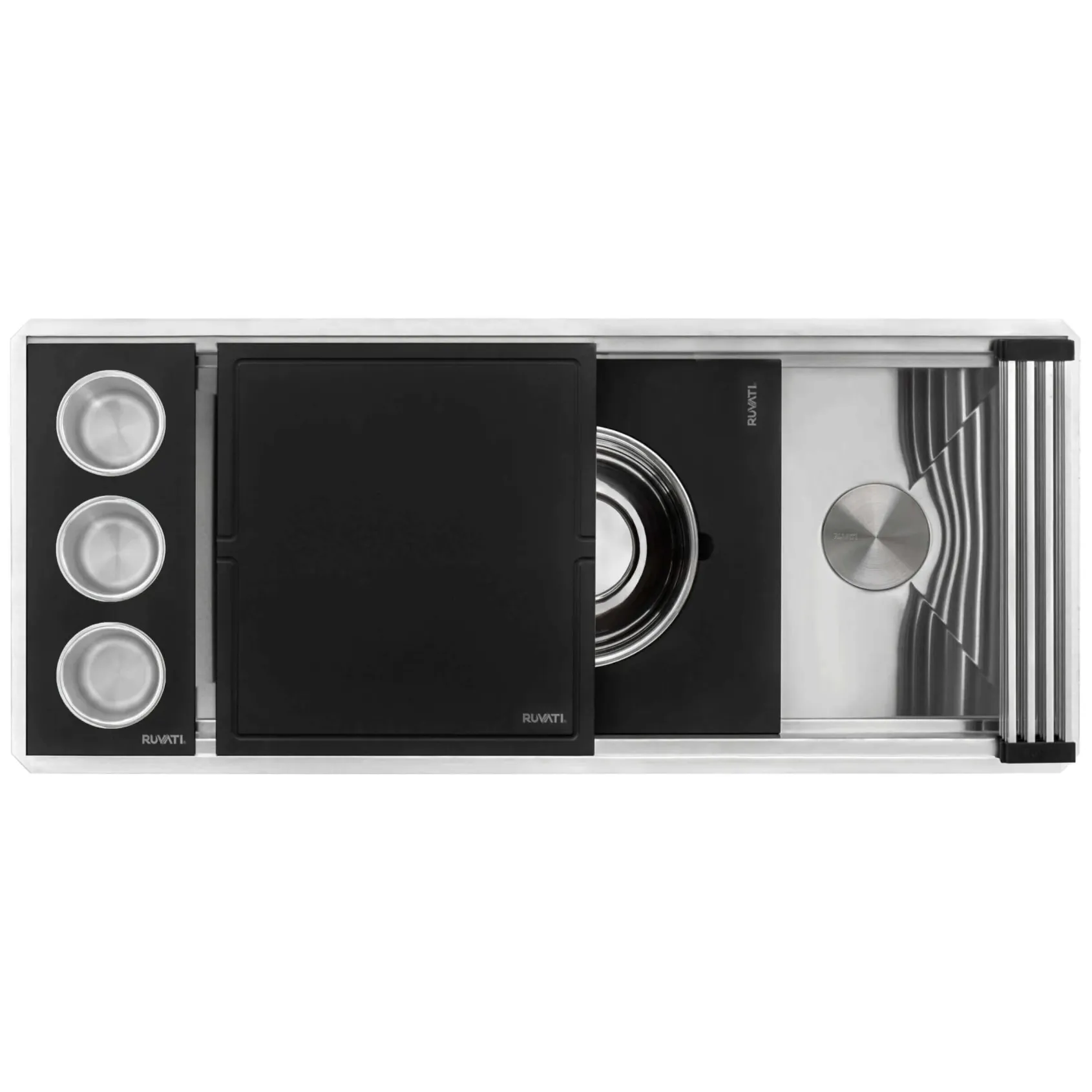 Ruvati Dual-Tier Nova 45" Undermount Stainless Steel Workstation Kitchen Sink, 16 Gauge, RVH8335