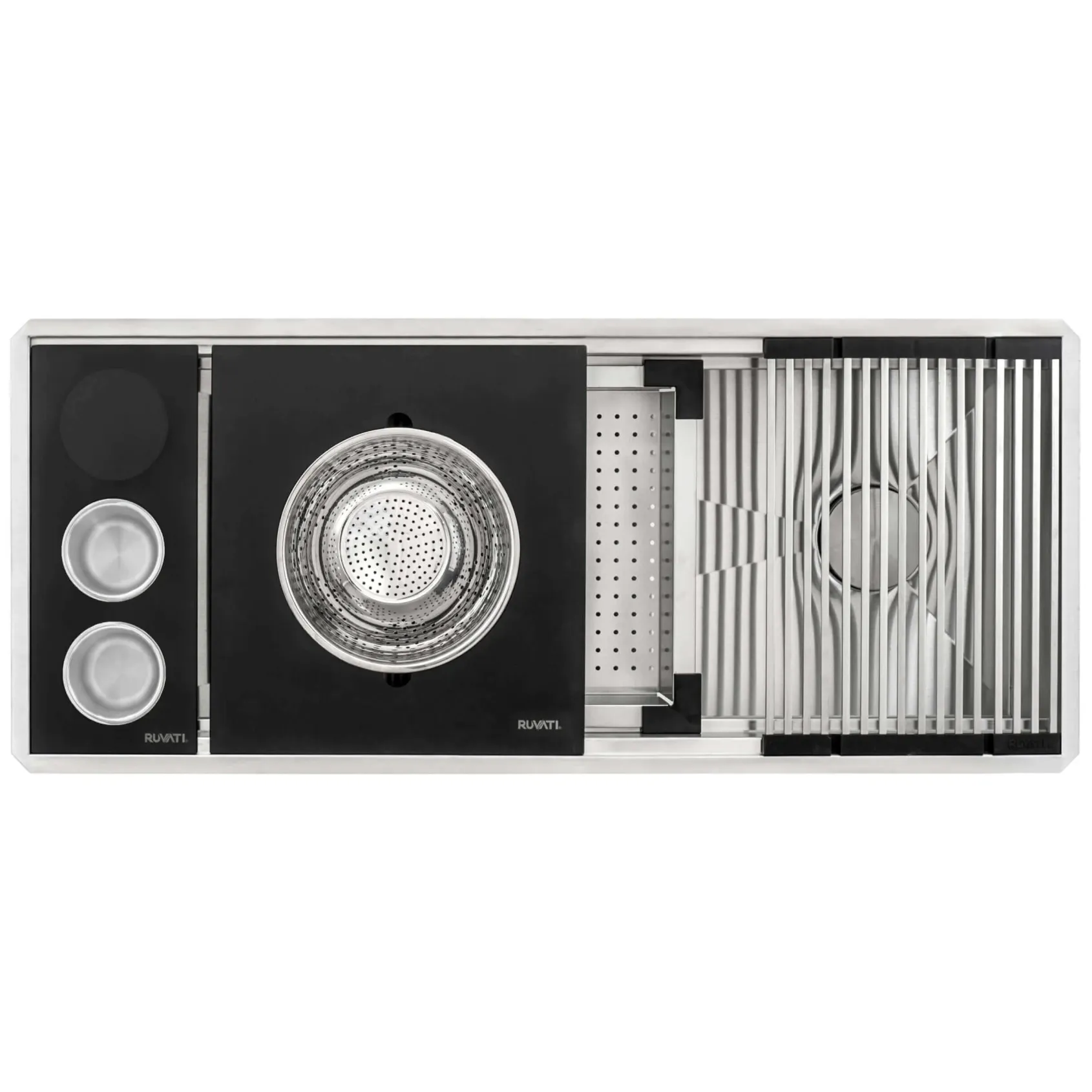 Ruvati Dual-Tier Nova 45" Undermount Stainless Steel Workstation Kitchen Sink, 16 Gauge, RVH8335