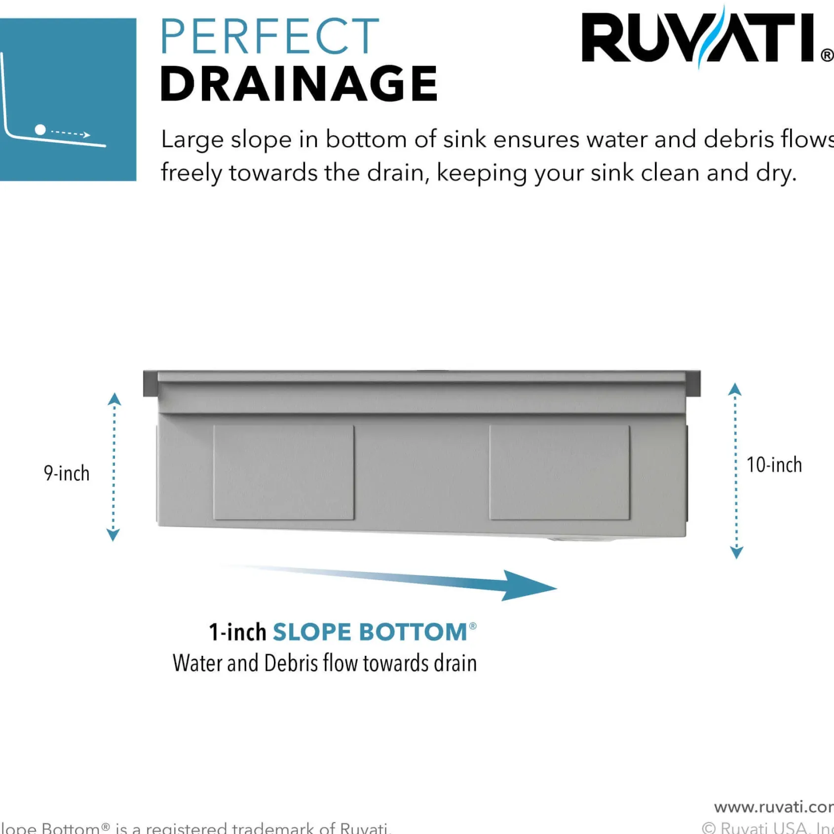 Ruvati Dual-Tier Nova 45" Undermount Stainless Steel Workstation Kitchen Sink, 16 Gauge, RVH8335