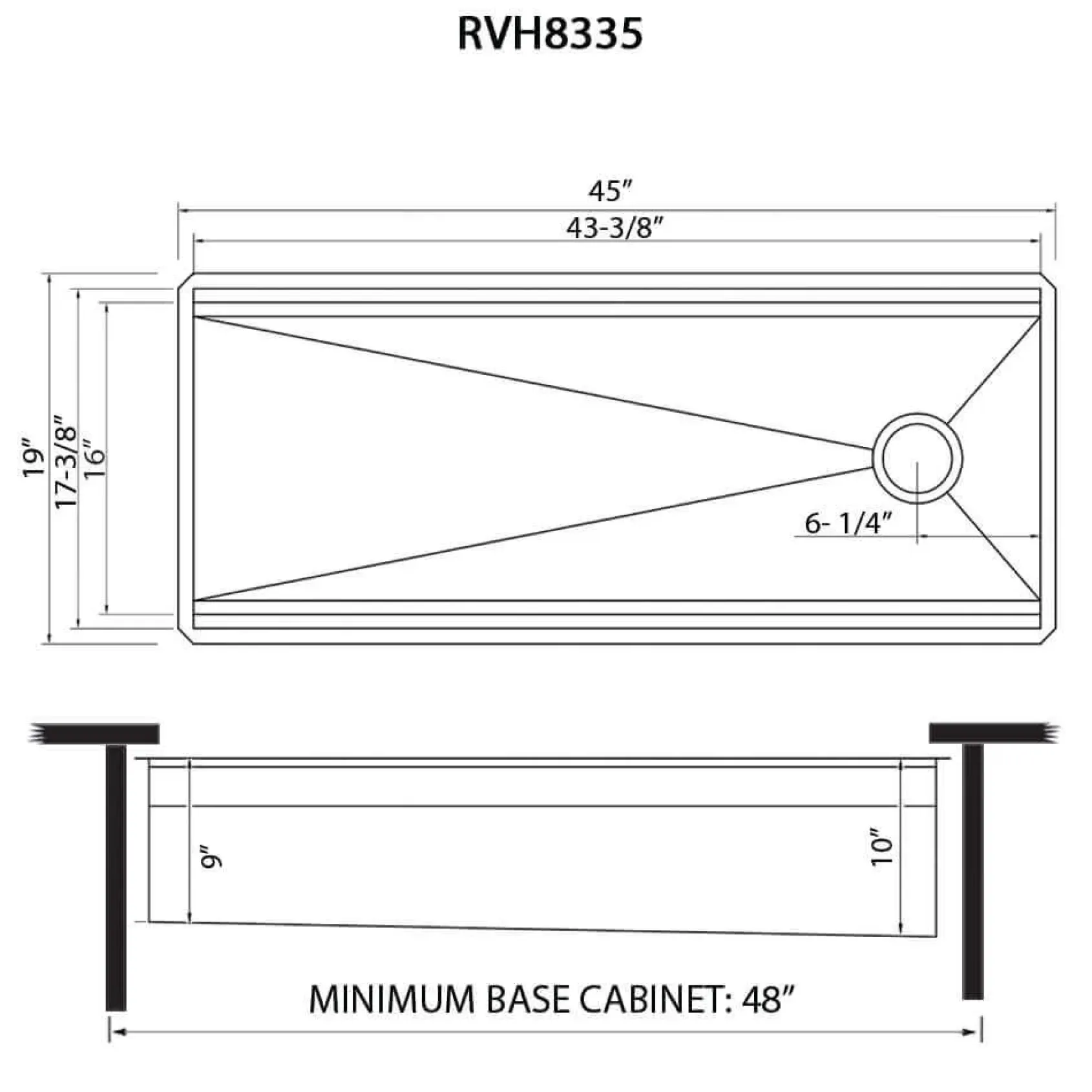 Ruvati Dual-Tier Nova 45" Undermount Stainless Steel Workstation Kitchen Sink, 16 Gauge, RVH8335