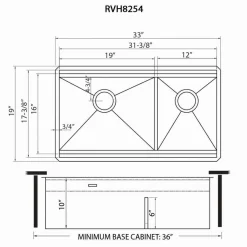 Ruvati Dual Tier Nova 33" Undermount Stainless Steel Workstation Kitchen Sink, 60/40 Double Bowl, RVH8254