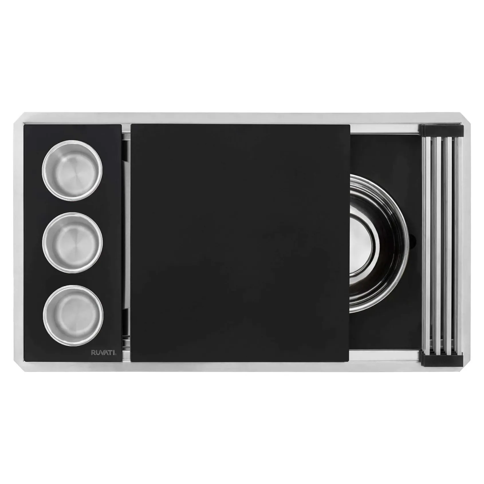 Ruvati Dual Tier Nova 33" Undermount Stainless Steel Workstation Kitchen Sink, 60/40 Double Bowl, RVH8254