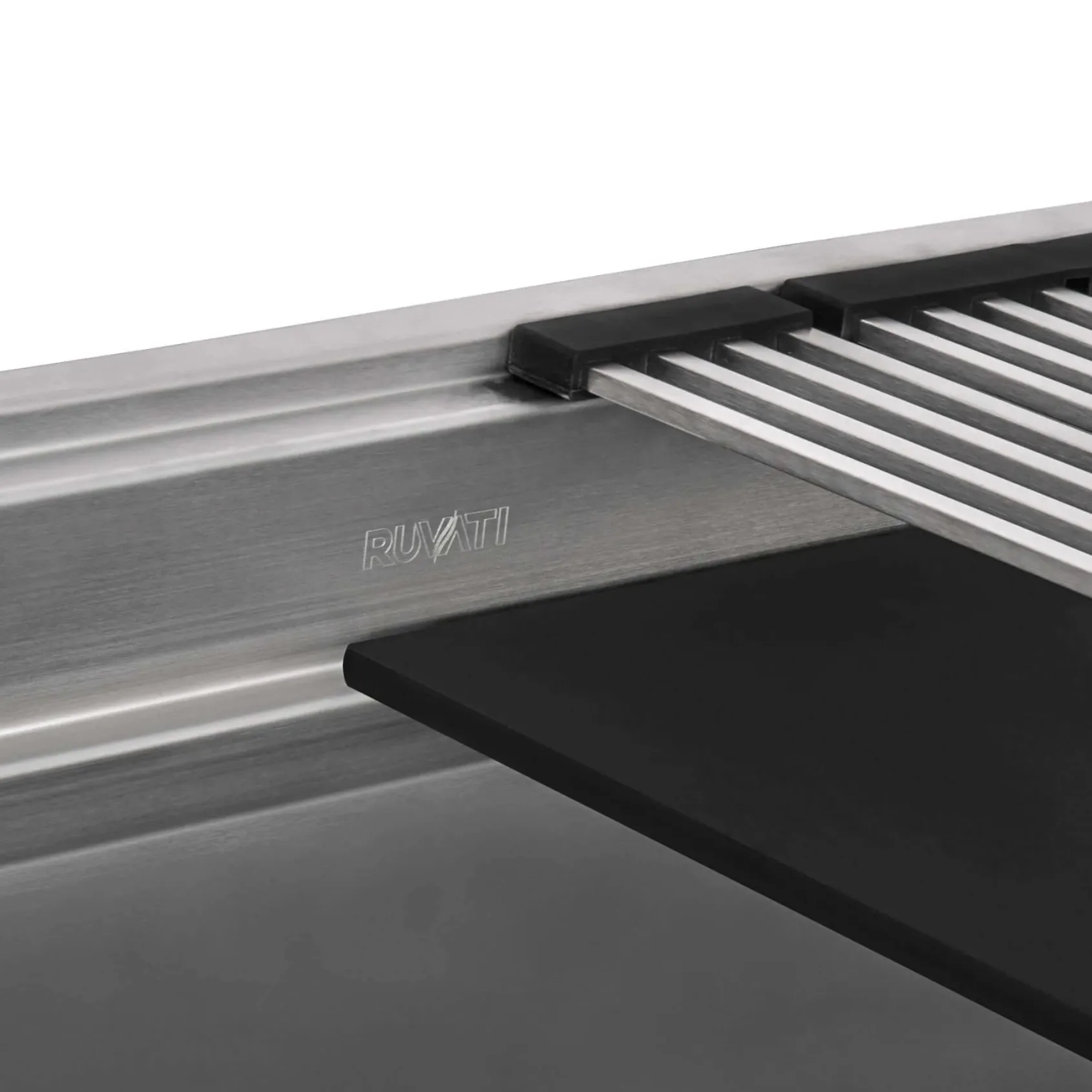Ruvati Dual Tier Nova 33" Undermount Stainless Steel Workstation Kitchen Sink, 60/40 Double Bowl, RVH8254