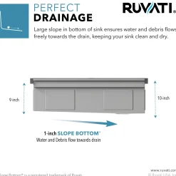 Ruvati Dual-Tier Pro 33-inch Gunmetal Black Stainless Steel Workstation Two-Tiered Ledge Kitchen Sink Undermount, 16, RVH6222BL
