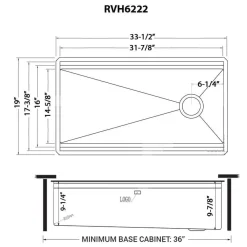 Ruvati Dual-Tier Pro 33-inch Workstation Two-Tiered Double Ledge Kitchen Sink Undermount 16 Gauge Stainless Steel, 16, RVH6222ST