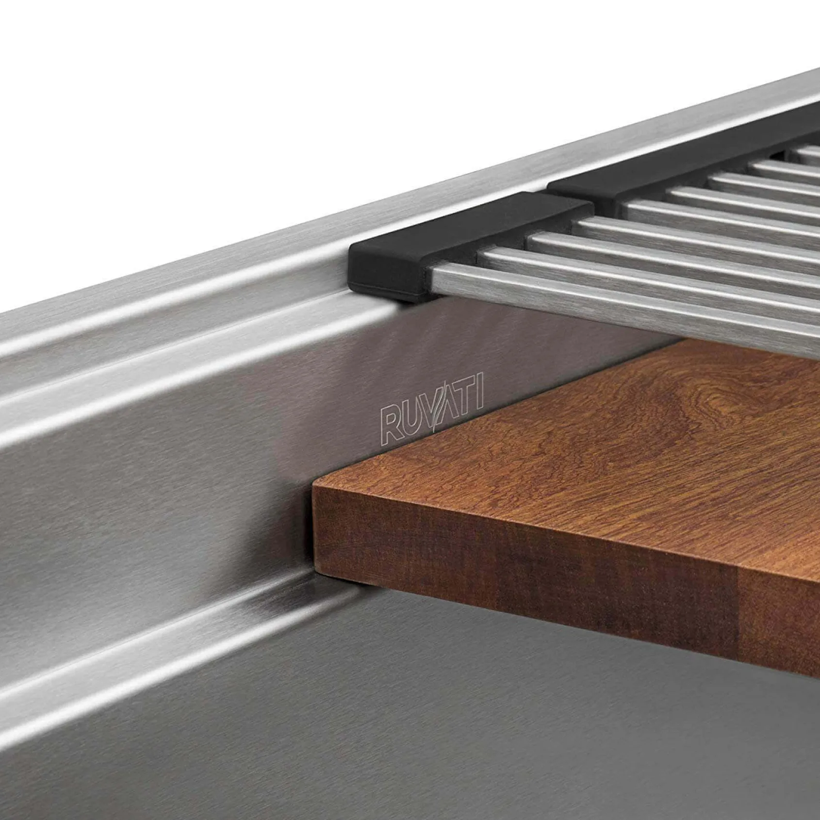 Ruvati Dual-Tier 33" Undermount Stainless Steel Workstation Kitchen Sink, 16 Gauge, RVH8222