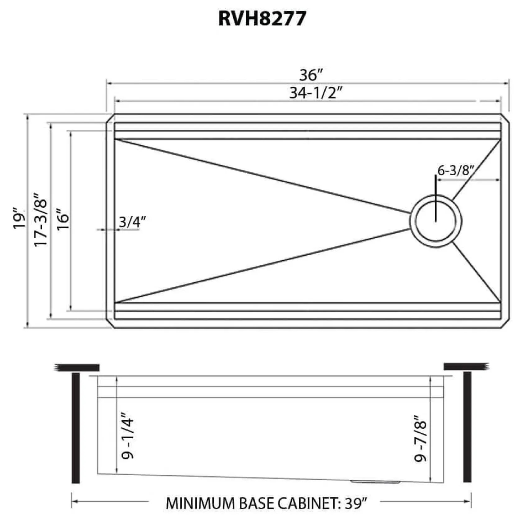 Ruvati Dual-Tier 36" Undermount Stainless Steel Workstation Kitchen Sink, 16 Gauge, RVH8277