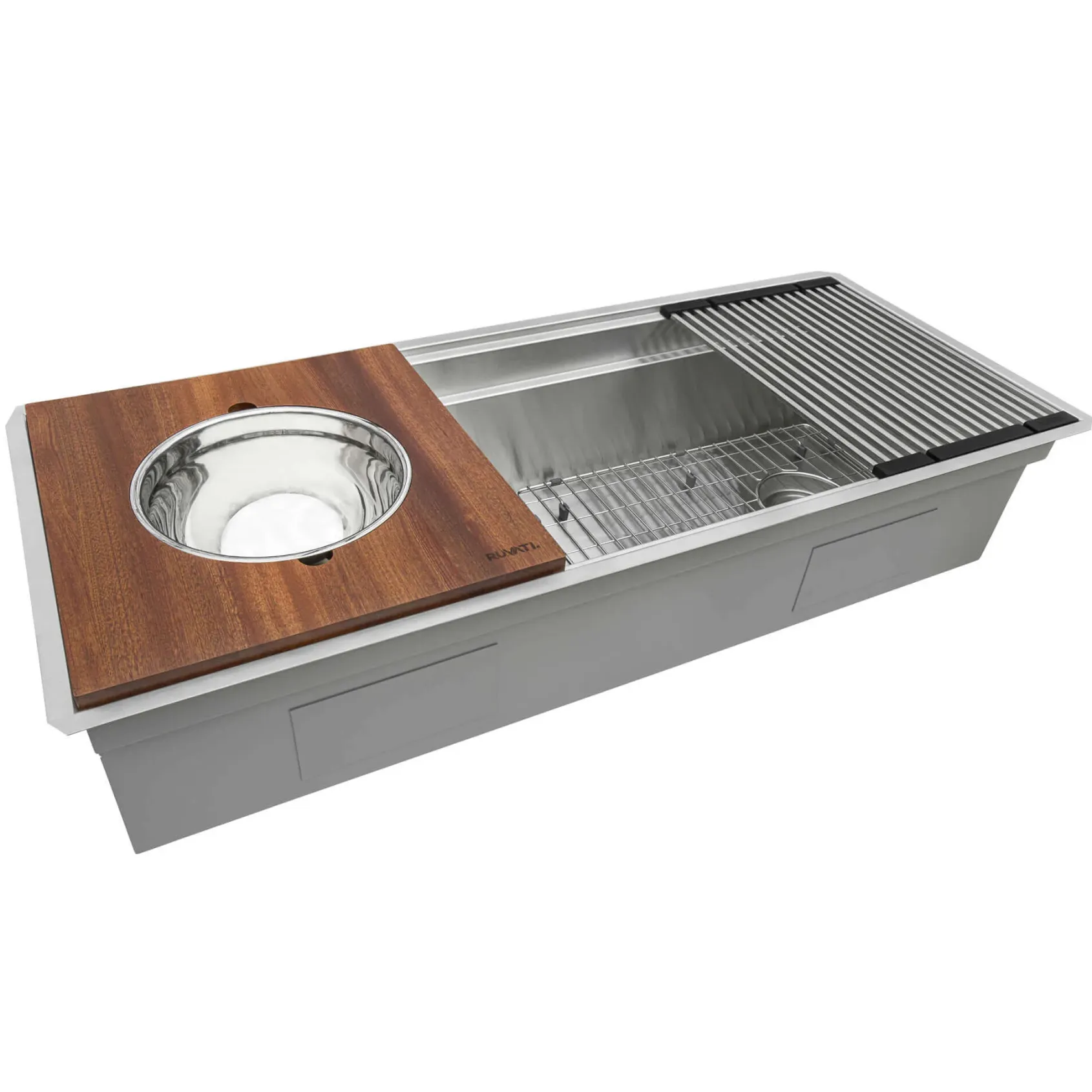 Ruvati Dual-Tier 39" Undermount Stainless Steel Workstation Kitchen Sink, 16 Gauge, RVH8299