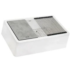 Ruvati epiCast 33" Granite Composite Workstation Apron-front Farmhouse Sink, Arctic White, RVG1533WH