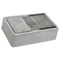 Ruvati epiCast 33" Granite Composite Workstation Apron-front Farmhouse Sink, Silver Gray, RVG1533GR