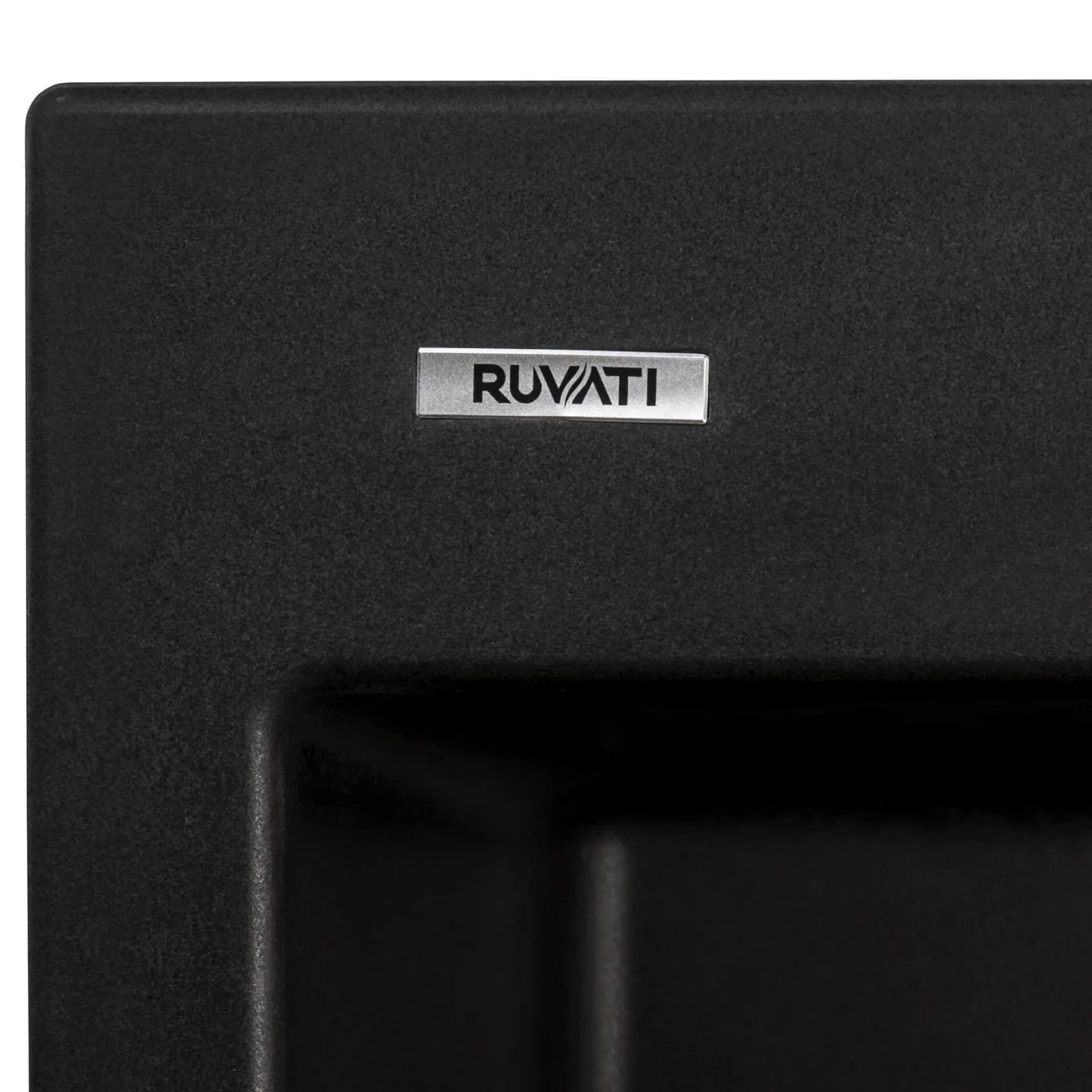 Ruvati epiGranite 24" Drop-in Topmount Granite Composite Kitchen Sink, Midnight Black, RVG1023BK
