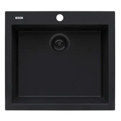 Ruvati epiGranite 22" Drop-in Topmount Granite Composite Bar/Prep Sink, Midnight Black, RVG1022BK