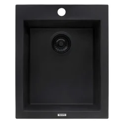 Ruvati epiGranite 16" Drop-in Topmount Granite Composite Bar/Prep Sink, Midnight Black, RVG1016BK