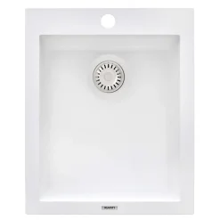 Ruvati epiGranite 16" Drop-in Topmount Granite Composite Bar/Prep Sink, Arctic White, RVG1016WH