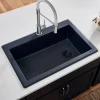 Ruvati epiGranite 33" Drop-in Topmount Granite Composite Kitchen Sink, Midnight Black, RVG1033BK