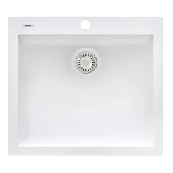 Ruvati epiGranite 24" Drop-in Topmount Granite Composite Kitchen Sink, Arctic White, RVG1023WH