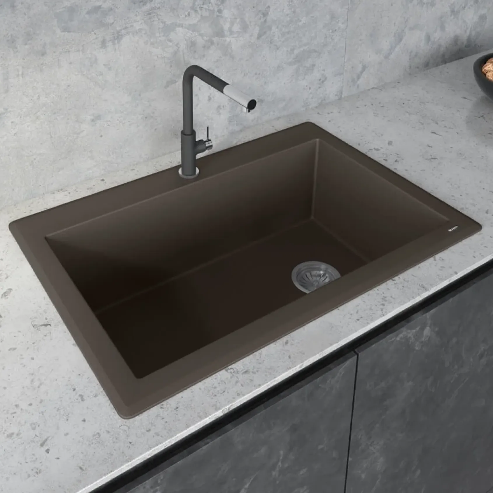 Ruvati epiGranite 33" Drop-in Topmount Granite Composite Kitchen Sink, Espresso / Coffee Brown, RVG1033ES